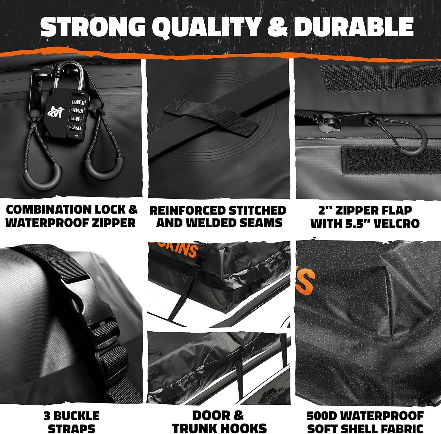 imageMockins 72quotx48quotx20quot XXL Roof Cargo Bag for Top of Car Truck ampamp SUV  40 CuFt Weatherproof Car Topper Luggage Carrier Waterproof Bag  SoftShell Vinyl Car Rooftop Cargo Carrier Bag wAccessories