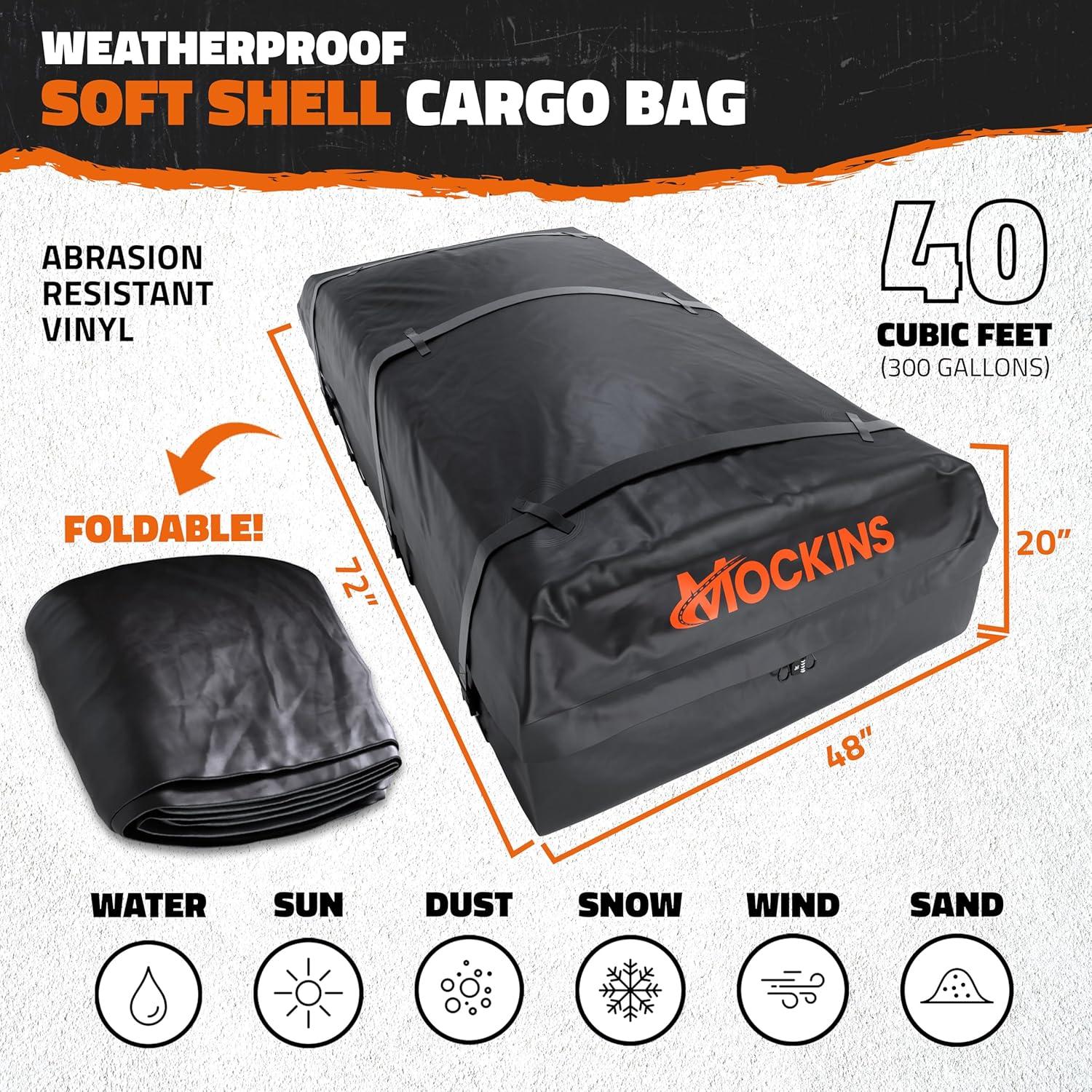imageMockins 72quotx48quotx20quot XXL Roof Cargo Bag for Top of Car Truck ampamp SUV  40 CuFt Weatherproof Car Topper Luggage Carrier Waterproof Bag  SoftShell Vinyl Car Rooftop Cargo Carrier Bag wAccessories