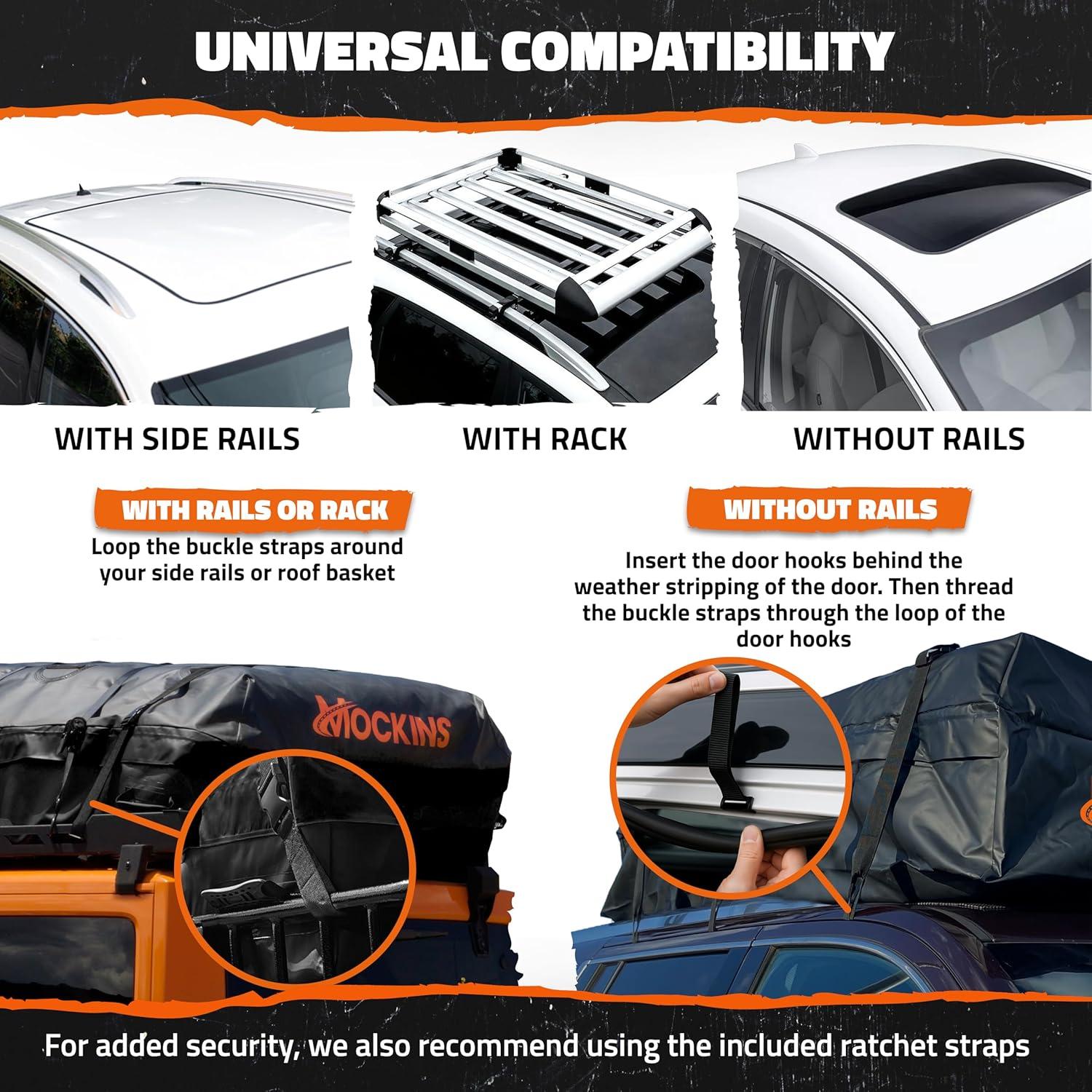 imageMockins 72quotx48quotx20quot XXL Roof Cargo Bag for Top of Car Truck ampamp SUV  40 CuFt Weatherproof Car Topper Luggage Carrier Waterproof Bag  SoftShell Vinyl Car Rooftop Cargo Carrier Bag wAccessories