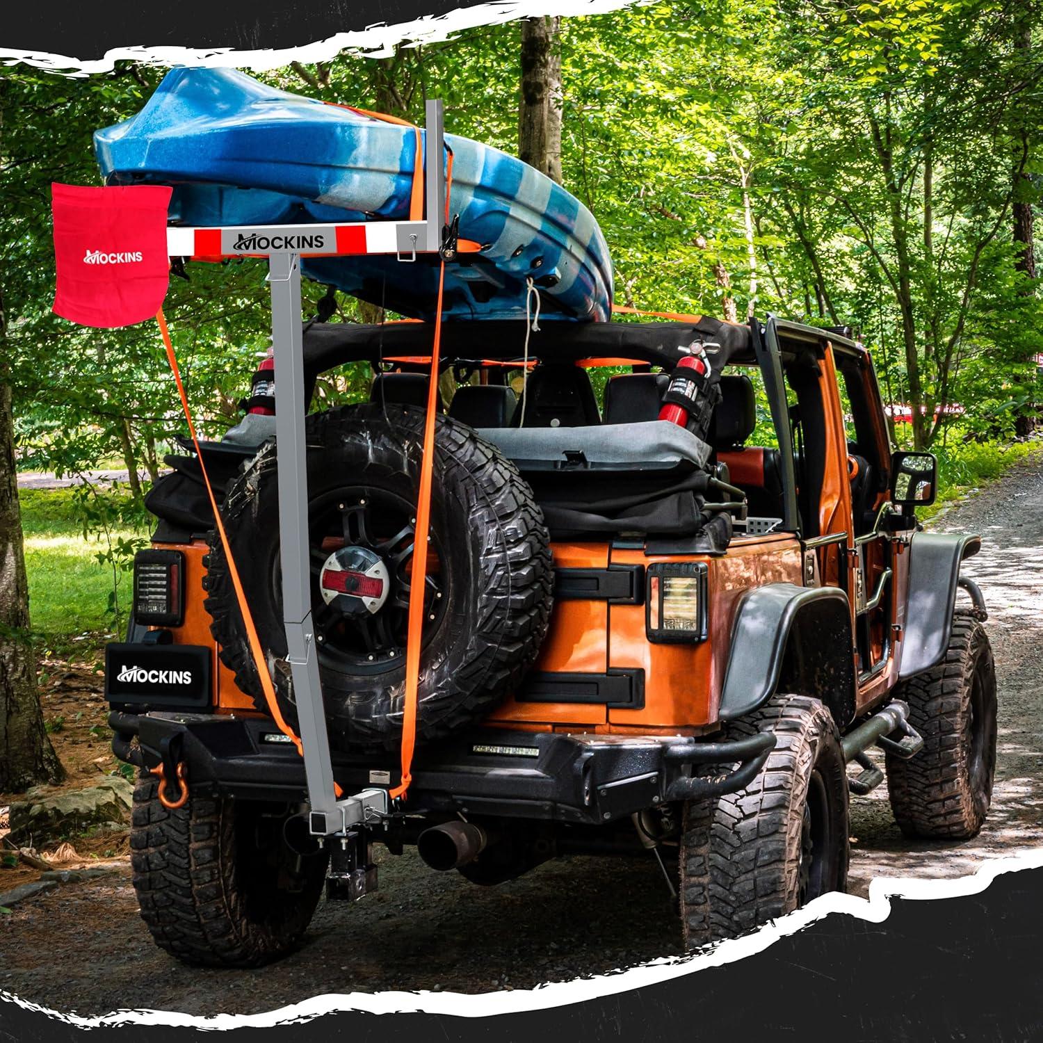 imageMockins 750Lbs Cap Truck Bed Extender Hitch Mount 2in1 AllWeather Steel Trailer Hitch Extender w Stabilizer ampamp Straps Bed Extenders for Trucks ampamp SUVs for Ladder Canoe Pipes Lumber ampamp Kayak RackGray