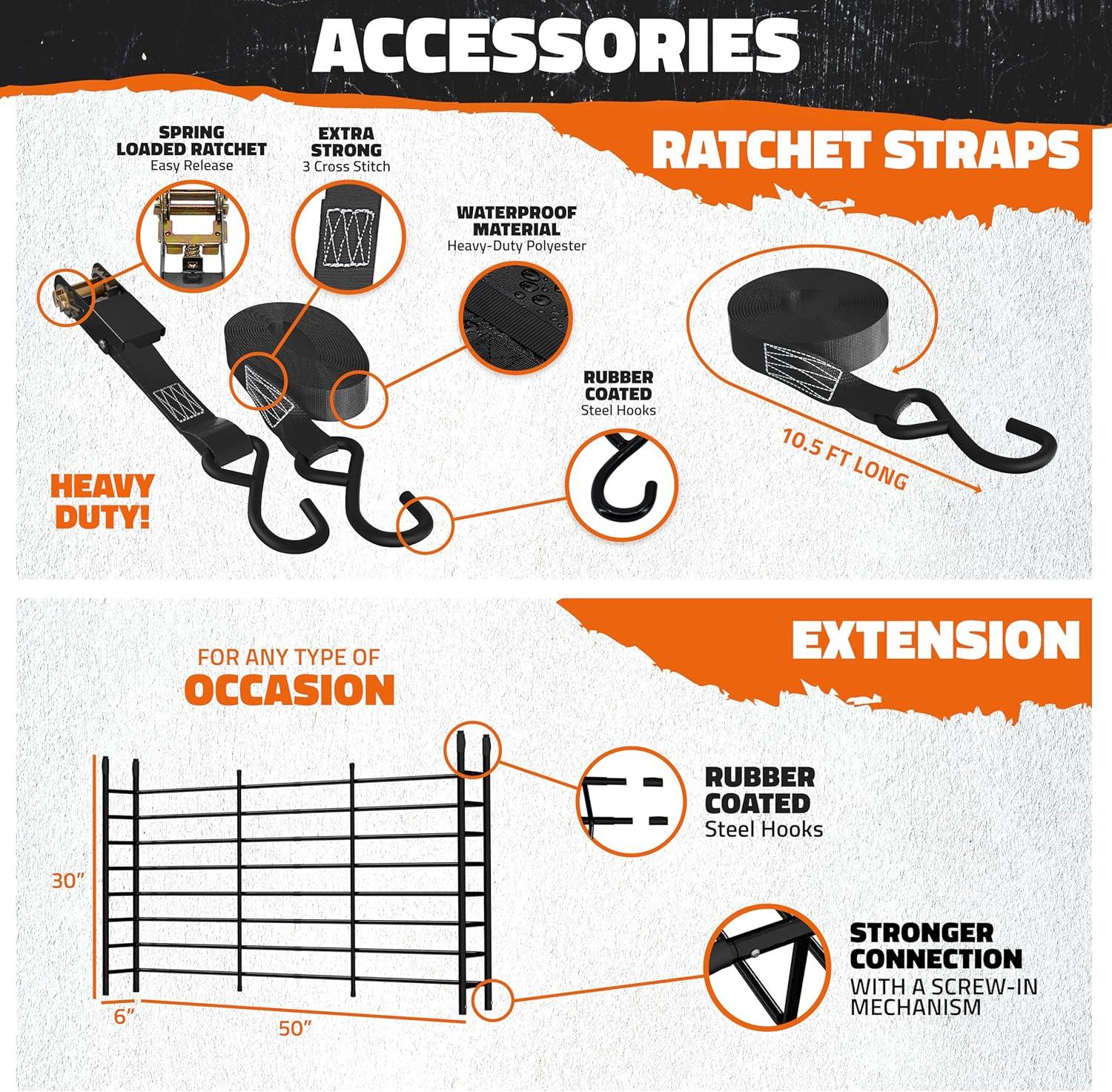 imageMockins 90quotx50quotx6quot XXL Heavy Duty Roof Rack Cargo Carrier for Top of Vehicle Storage  250 Lbs Cap Steel Car Roof Basket wStraps  Weatherproof Rooftop Cargo Basket for SUV RV ampamp Large Vehicles