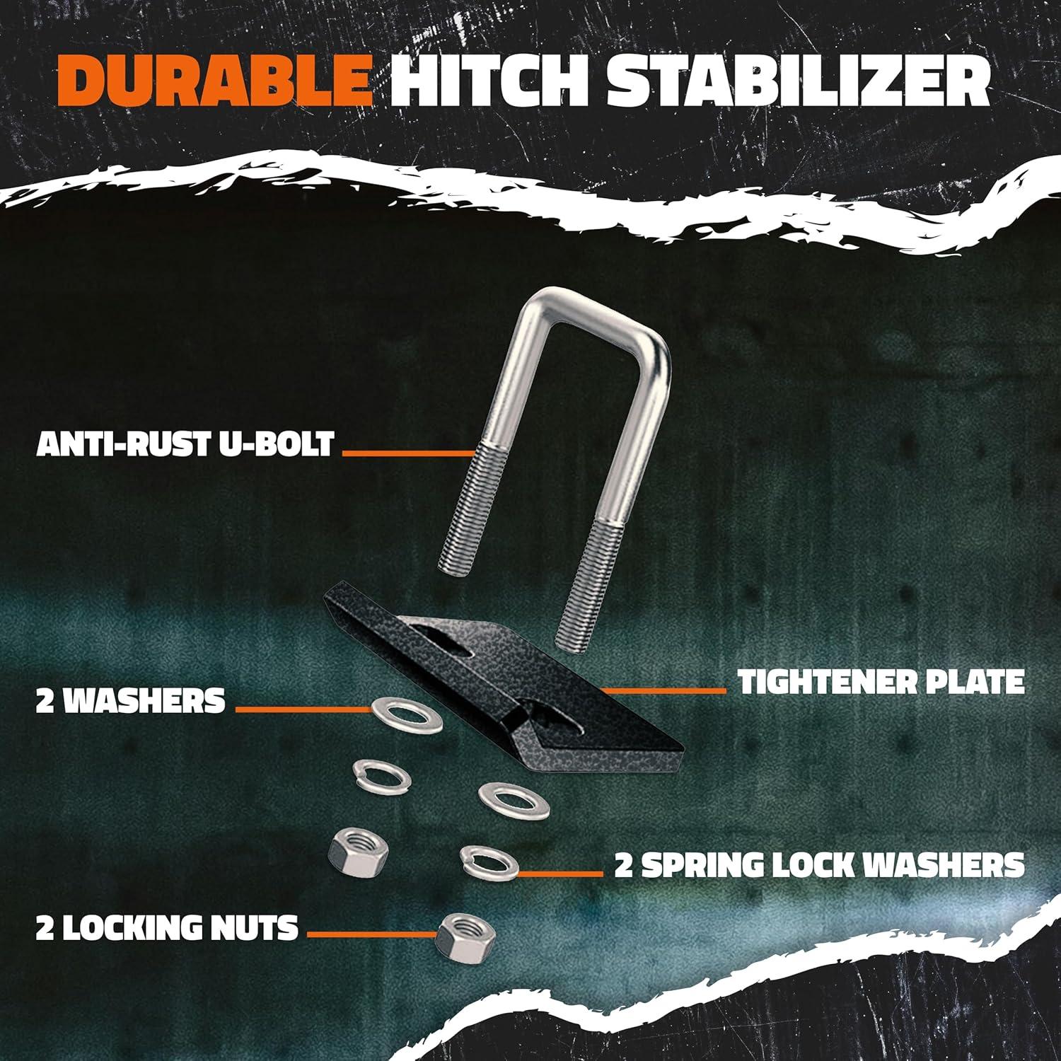 imageMockins Anti Rattle Hitch Tightener 2 Inch ampamp 125 Inch Receivers  HeavyDuty AntiRust Steel Trailer Hitch Stabilizer  Reduces Noise ampamp Sway Movement on Cargo Racks  Adaptable ampamp Easy to Install