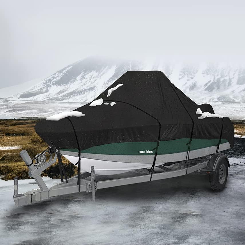 imageMockins Heavy Duty 600D Polyester Oxford Trailerable Boat Cover Fits VHull  TriHull  Fishing Boat  Runabout Boat  Bass Boat  Waterproof ampamp UV Resistant Boat CoverLarge  20  23 x 100
