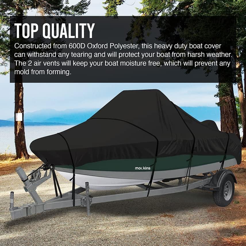 imageMockins Heavy Duty 600D Polyester Oxford Trailerable Boat Cover Fits VHull  TriHull  Fishing Boat  Runabout Boat  Bass Boat  Waterproof ampamp UV Resistant Boat CoverLarge  20  23 x 100