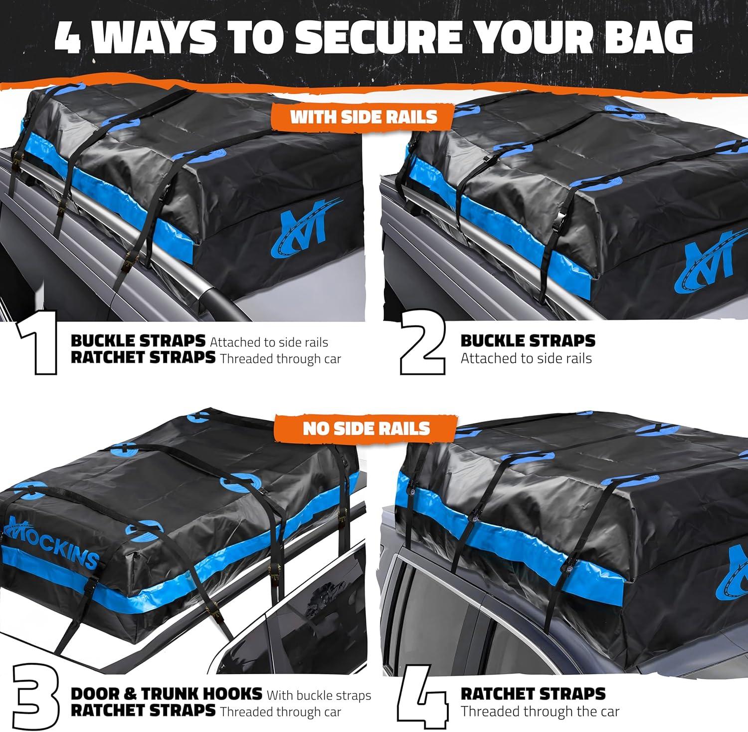 imageMockins Heavy Duty 90quotx50quotx6quot Roof Rack Basket ampamp 35 Cubic Ft Rooftop Cargo Carrier Bag Bundle
