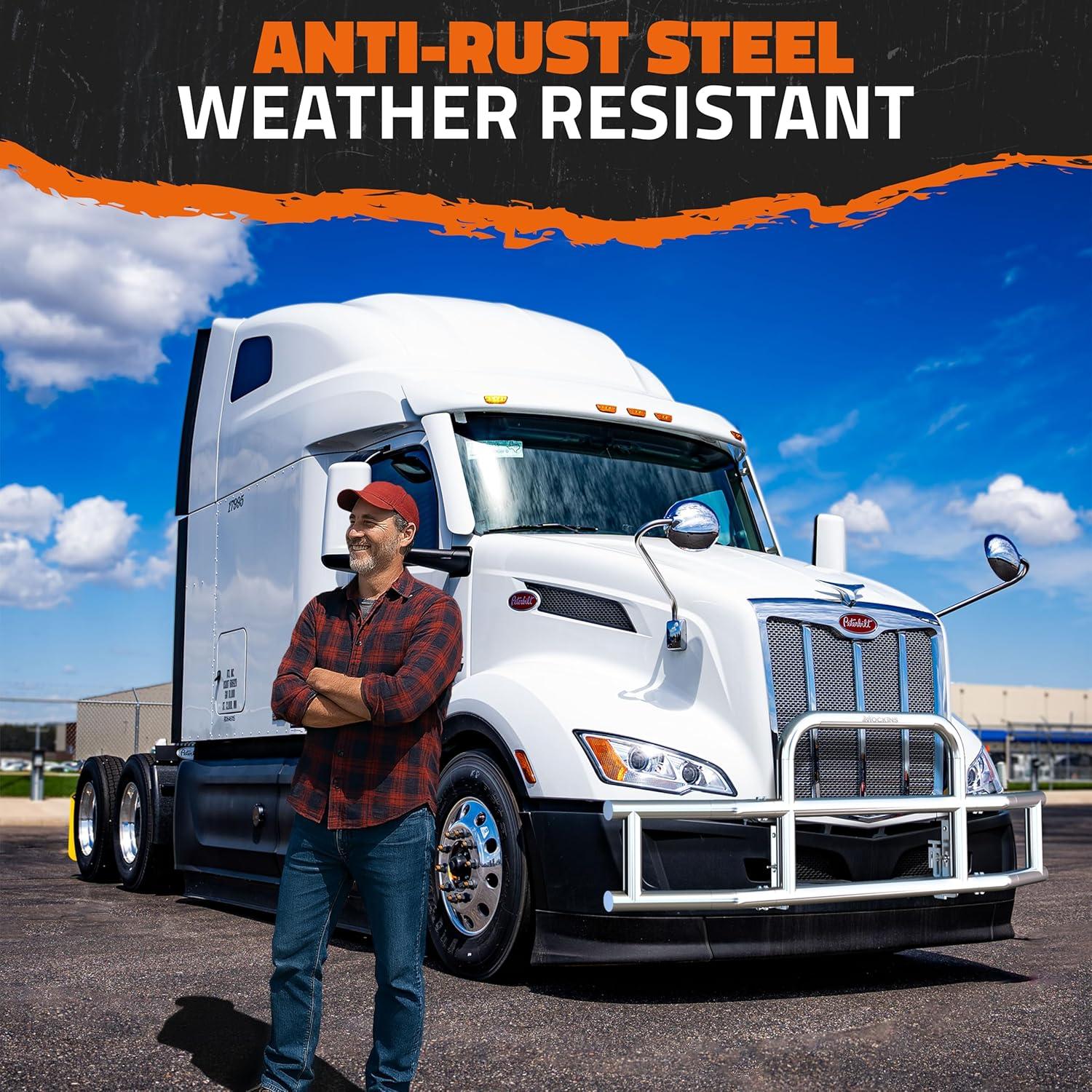 imageMockins Mack Pinnacle 20072014 Bumper Guard Mounting Bracket Set  HeavyDuty AllWeather Folding Front Bumper Bracket wHardware Included to Attach Deer Guard for Mack Pinnacle 0714 Semi TruckFreightliner Cascadia 0717