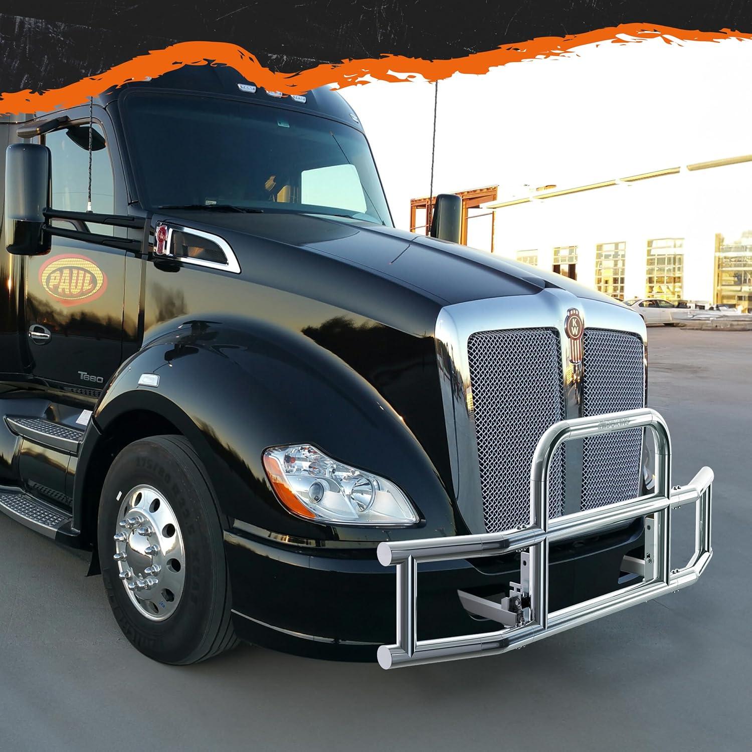imageMockins Mack Pinnacle 20072014 Bumper Guard Mounting Bracket Set  HeavyDuty AllWeather Folding Front Bumper Bracket wHardware Included to Attach Deer Guard for Mack Pinnacle 0714 Semi TruckKenworth T660  T680  0717