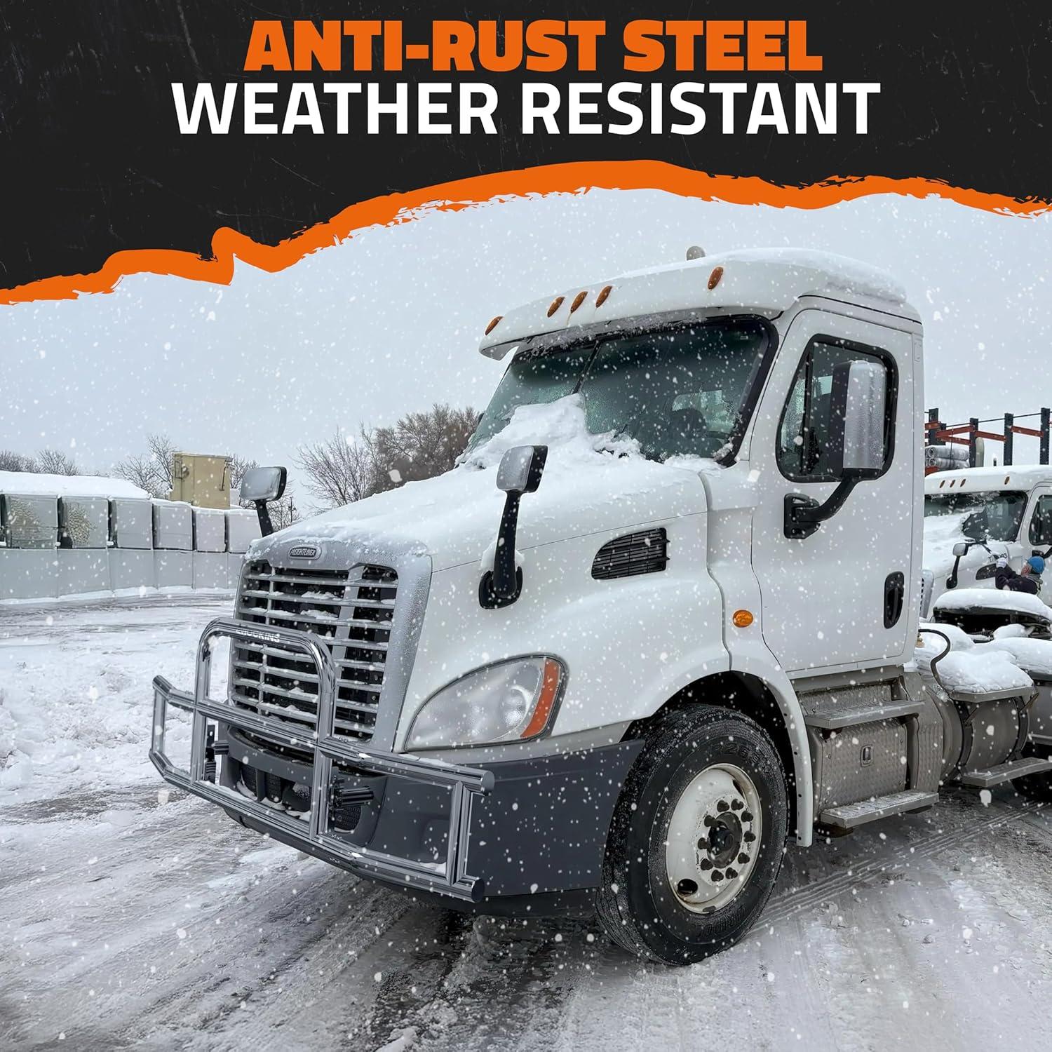 imageMockins Mack Pinnacle 20072014 Bumper Guard Mounting Bracket Set  HeavyDuty AllWeather Folding Front Bumper Bracket wHardware Included to Attach Deer Guard for Mack Pinnacle 0714 Semi TruckFreightliner Cascadia 0717