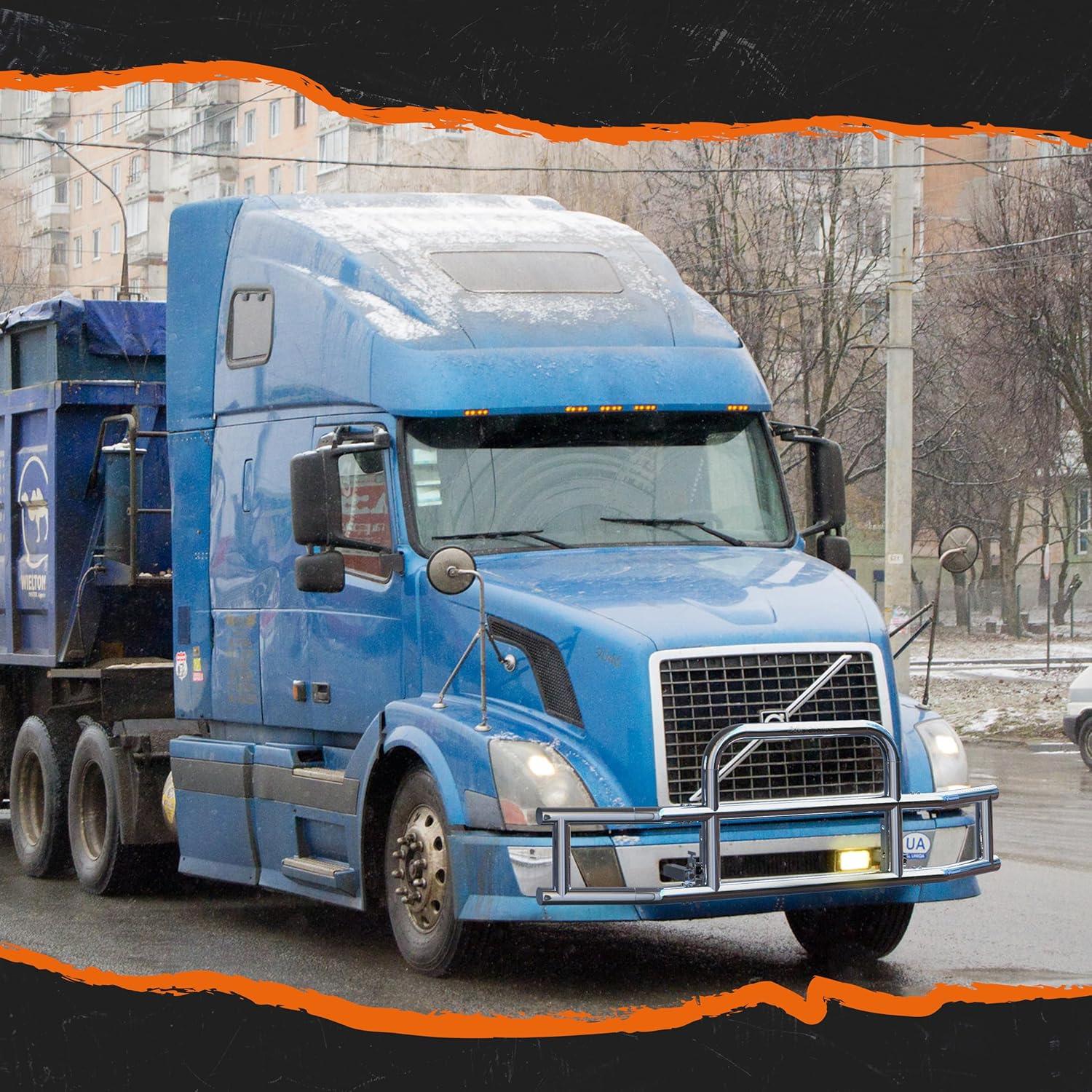 imageMockins Mack Pinnacle 20072014 Bumper Guard Mounting Bracket Set  HeavyDuty AllWeather Folding Front Bumper Bracket wHardware Included to Attach Deer Guard for Mack Pinnacle 0714 Semi TruckVolvo VNL 0417