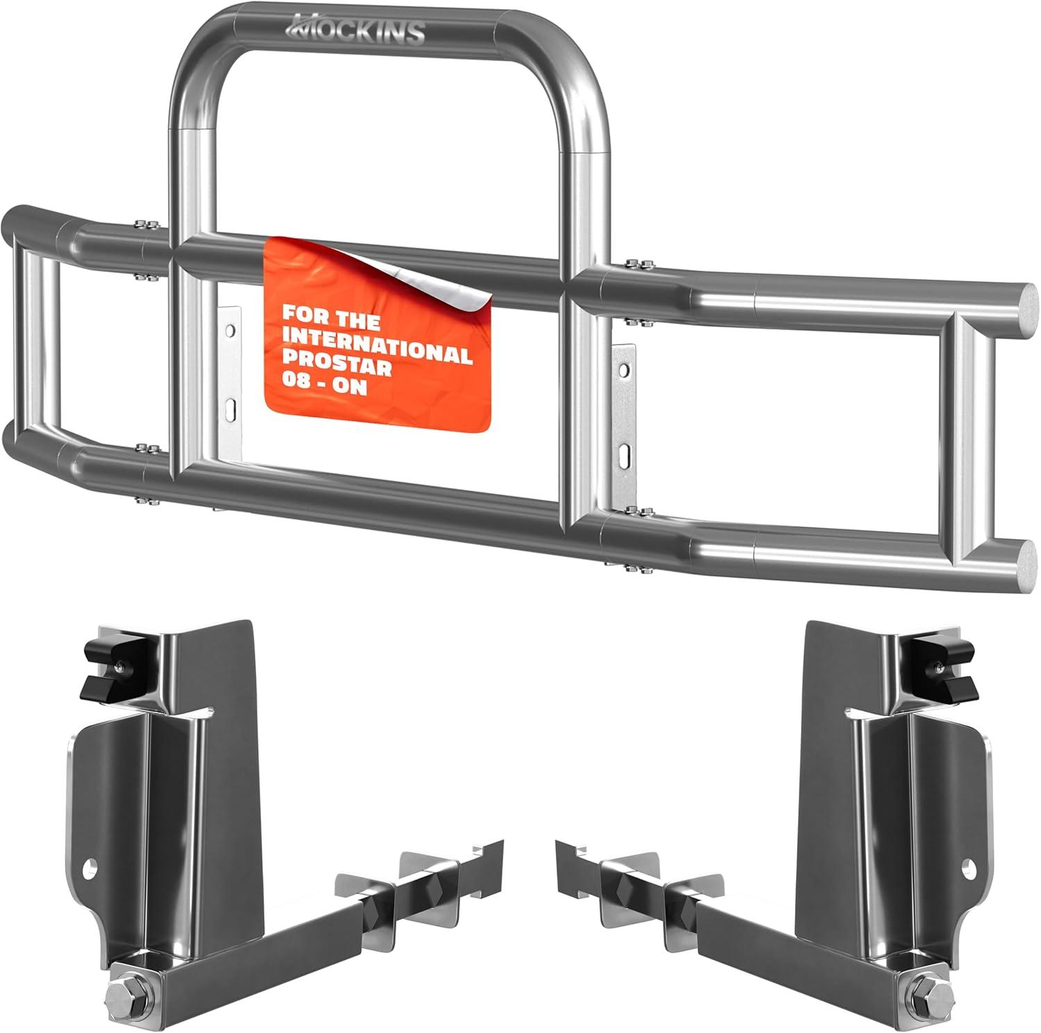 imageMockins Mack Pinnacle 20072014 Bumper Guard Mounting Bracket Set  HeavyDuty AllWeather Folding Front Bumper Bracket wHardware Included to Attach Deer Guard for Mack Pinnacle 0714 Semi TruckInternational Prostar 0825