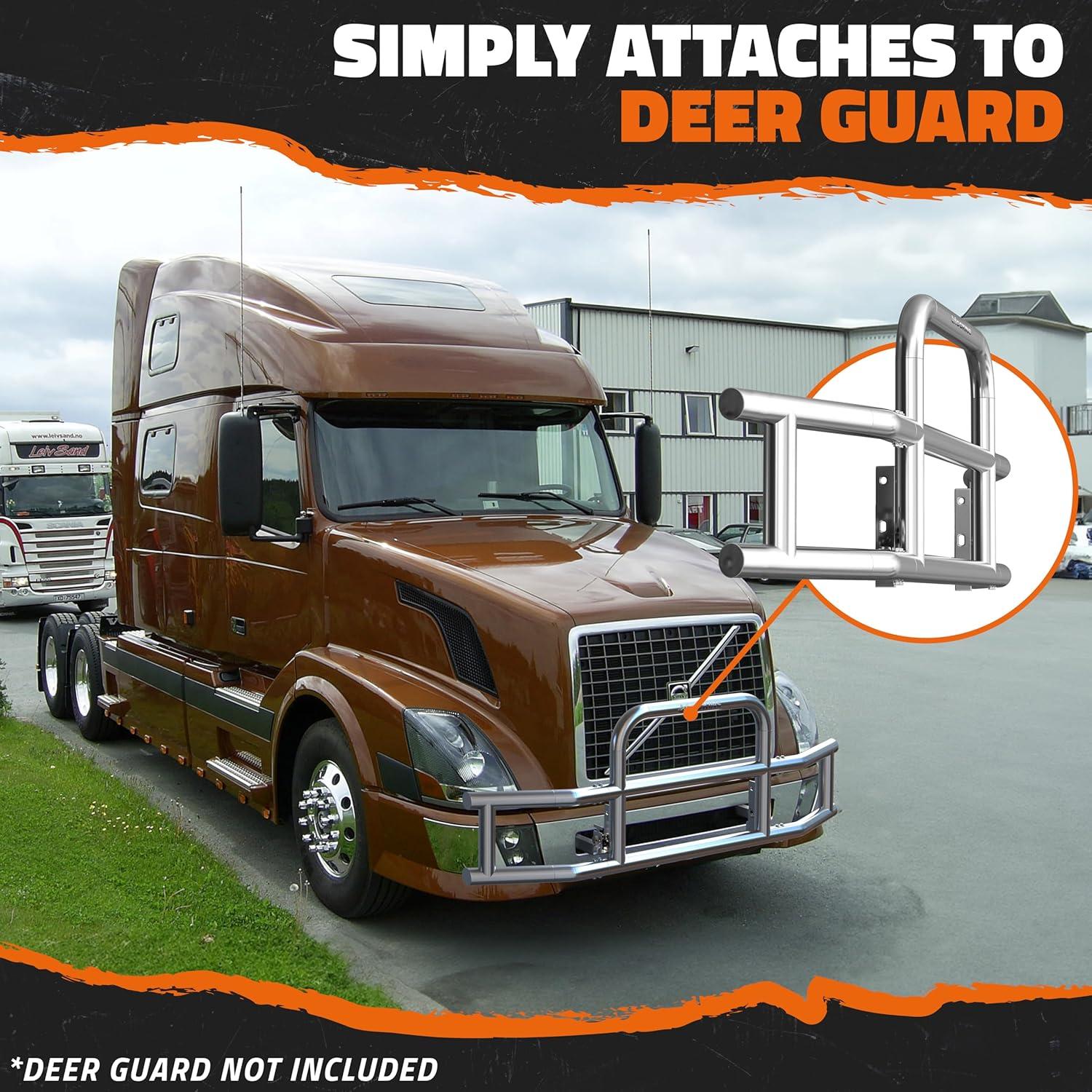 imageMockins Mack Pinnacle 20072014 Bumper Guard Mounting Bracket Set  HeavyDuty AllWeather Folding Front Bumper Bracket wHardware Included to Attach Deer Guard for Mack Pinnacle 0714 Semi TruckVolvo VNL 0417