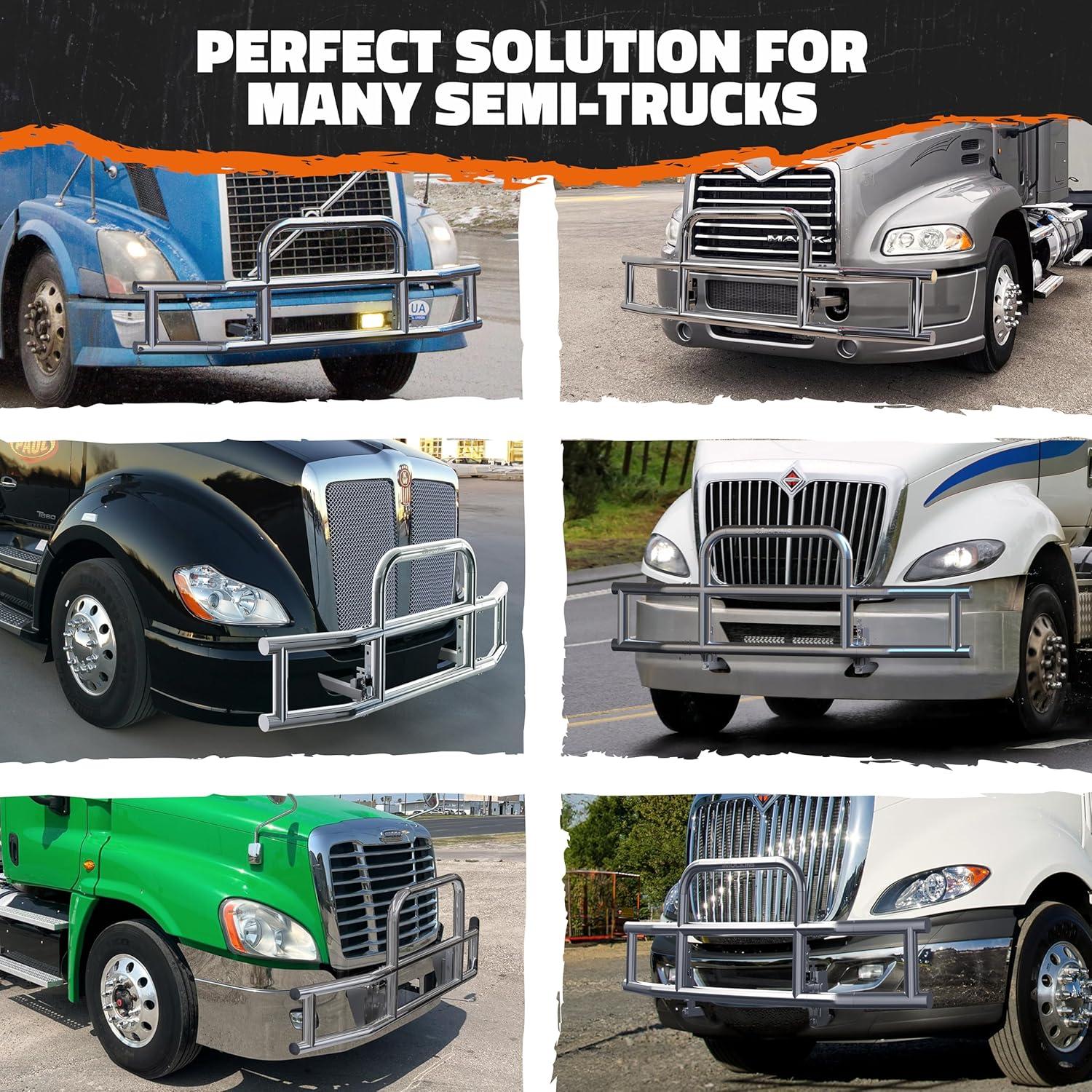 imageMockins Mack Pinnacle 20072014 Bumper Guard Mounting Bracket Set  HeavyDuty AllWeather Folding Front Bumper Bracket wHardware Included to Attach Deer Guard for Mack Pinnacle 0714 Semi TruckVolvo VNL 0417