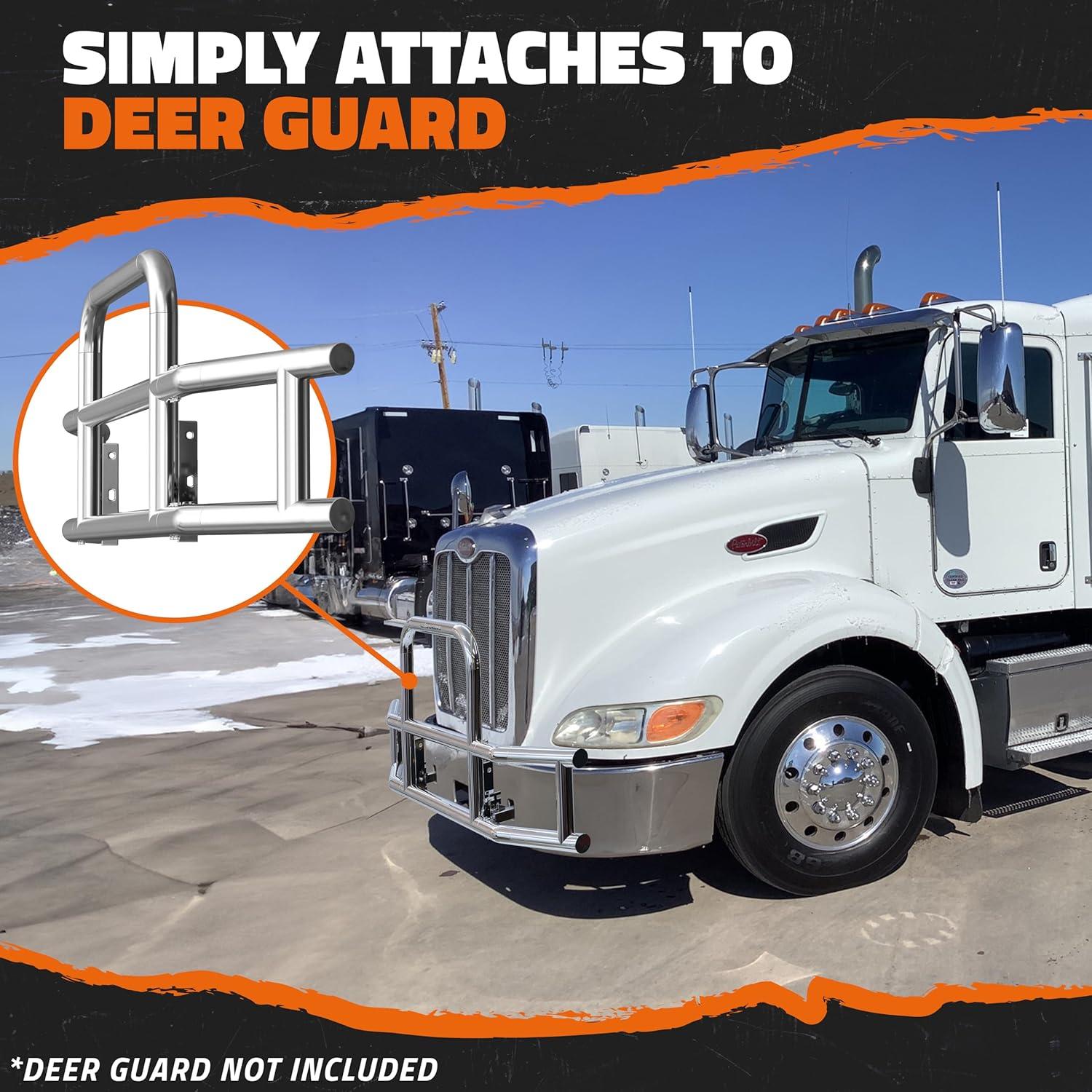 imageMockins Mack Pinnacle 20072014 Bumper Guard Mounting Bracket Set  HeavyDuty AllWeather Folding Front Bumper Bracket wHardware Included to Attach Deer Guard for Mack Pinnacle 0714 Semi TruckPeterbilt 386  587  0612