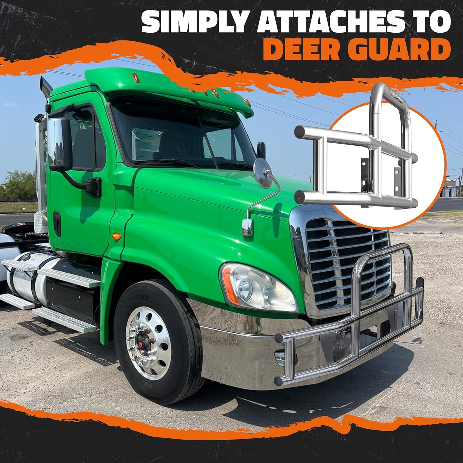 imageMockins Mack Pinnacle 20072014 Bumper Guard Mounting Bracket Set  HeavyDuty AllWeather Folding Front Bumper Bracket wHardware Included to Attach Deer Guard for Mack Pinnacle 0714 Semi TruckFreightliner Cascadia 0717