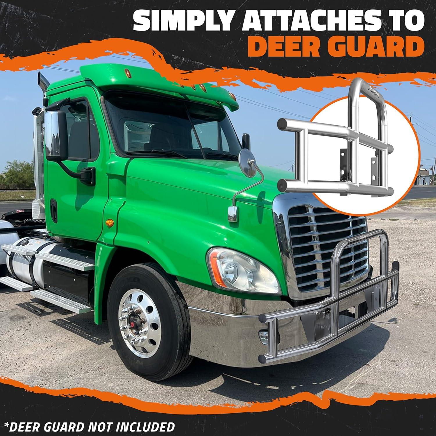 imageMockins Mack Pinnacle 20072014 Bumper Guard Mounting Bracket Set  HeavyDuty AllWeather Folding Front Bumper Bracket wHardware Included to Attach Deer Guard for Mack Pinnacle 0714 Semi TruckFreightliner Cascadia 0717