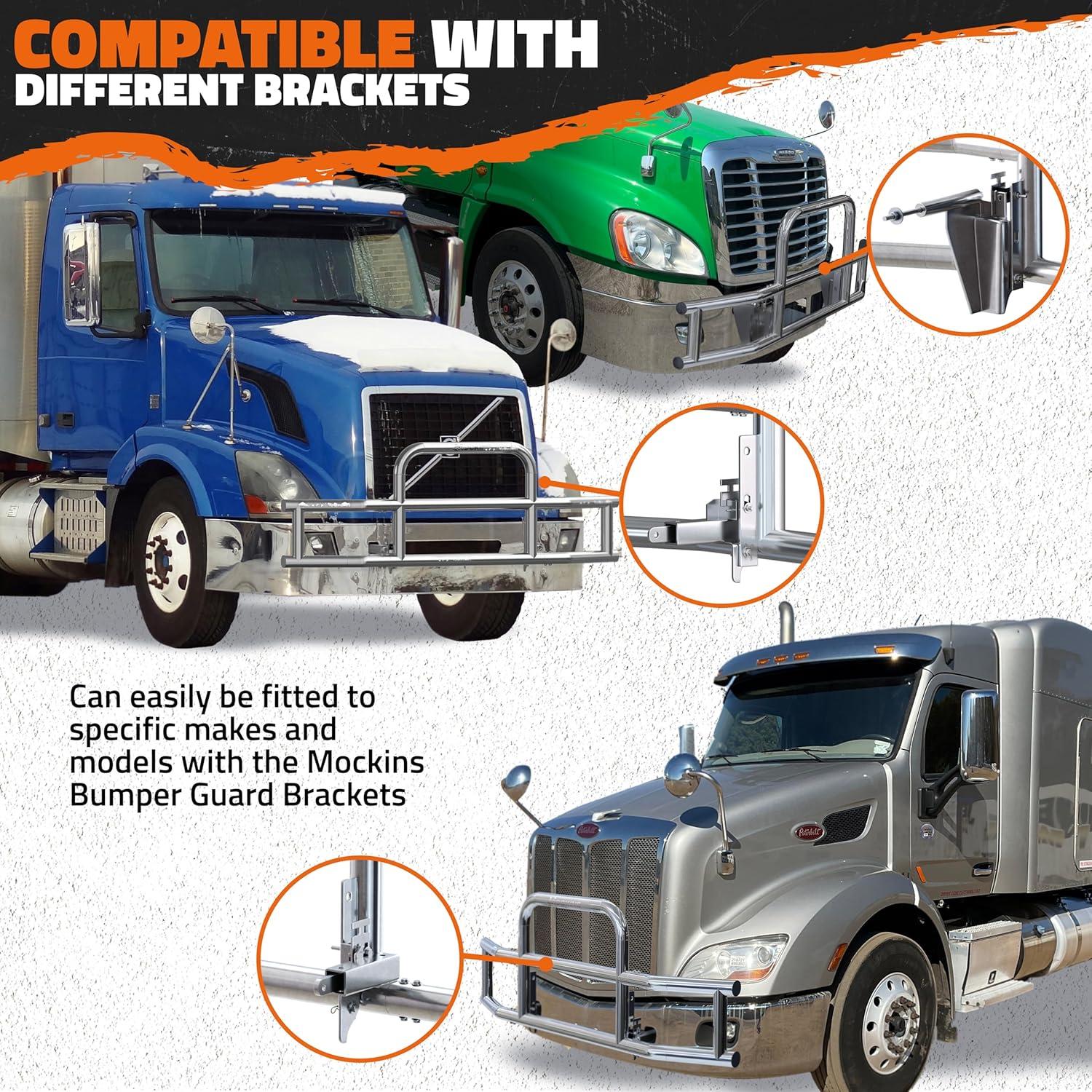 imageMockins Mack Pinnacle 20072014 Bumper Guard Mounting Bracket Set  HeavyDuty AllWeather Folding Front Bumper Bracket wHardware Included to Attach Deer Guard for Mack Pinnacle 0714 Semi TruckPeterbilt 386  587  0612