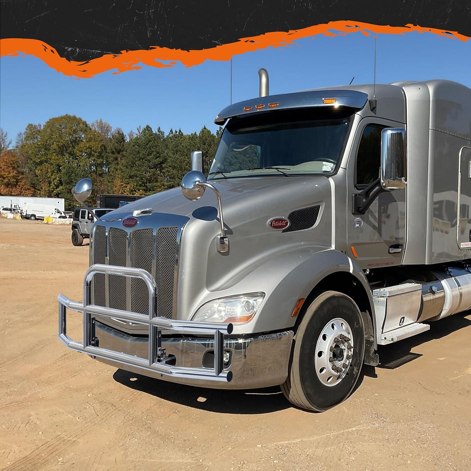 imageMockins Mack Pinnacle 20072014 Bumper Guard Mounting Bracket Set  HeavyDuty AllWeather Folding Front Bumper Bracket wHardware Included to Attach Deer Guard for Mack Pinnacle 0714 Semi TruckPeterbilt 386  587  0612