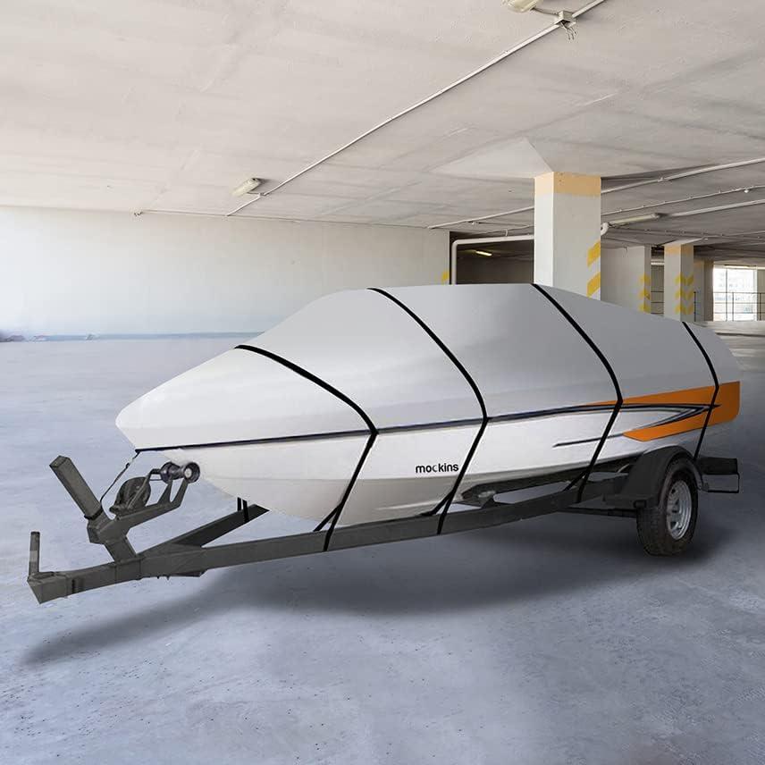 imageMockins Trailerable Boat Covers 1719ft x 98quot  150D Polyester Oxford Boat Cover Fit VHull TriHull Fishing Runabout Bass Boat Cover  UV ampamp Water Resistant  Protects Boat from All ElementsMedium  17  19 x 98