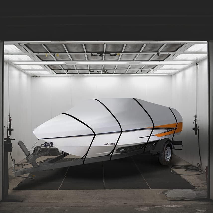 imageMockins Trailerable Boat Covers 1719ft x 98quot  150D Polyester Oxford Boat Cover Fit VHull TriHull Fishing Runabout Bass Boat Cover  UV ampamp Water Resistant  Protects Boat from All ElementsMedium  17  19 x 98