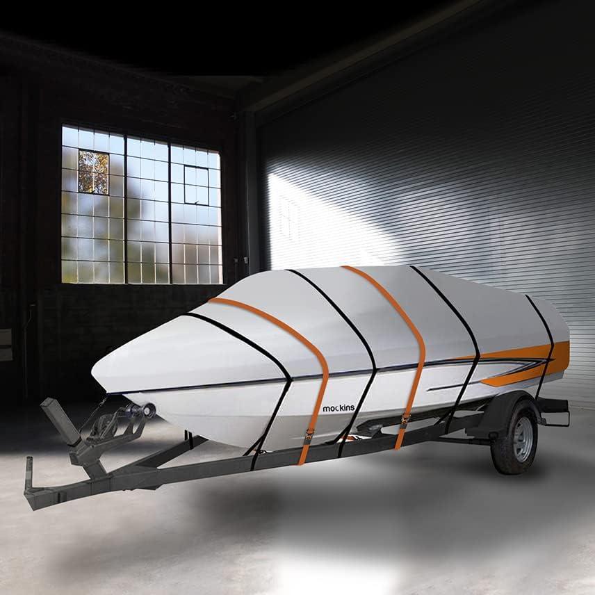 imageMockins Trailerable Boat Covers 1719ft x 98quot  150D Polyester Oxford Boat Cover Fit VHull TriHull Fishing Runabout Bass Boat Cover  UV ampamp Water Resistant  Protects Boat from All ElementsMedium  17  19 x 98