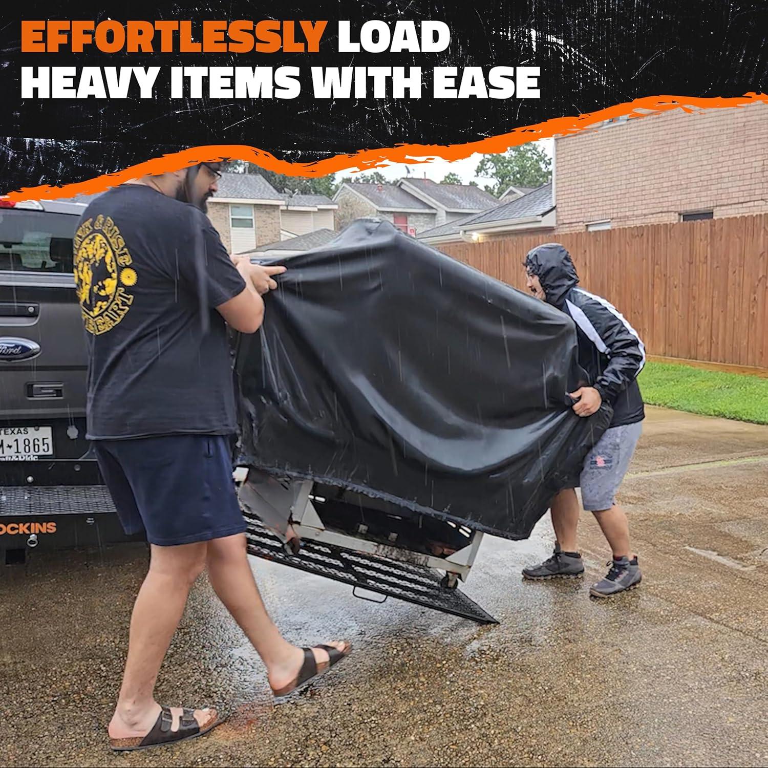 imageMockins XL 60quotx30quotx5quot Folding Hitch Cargo Carrier with Ramp  Heavy Duty Trailer Hitch Basket Cargo Carrier with Portable Wheelchair Ramp  500 Lbs Cap Weatherproof Steel Scooter Rack ampamp AccessoriesX Large  60 x 30 x 5