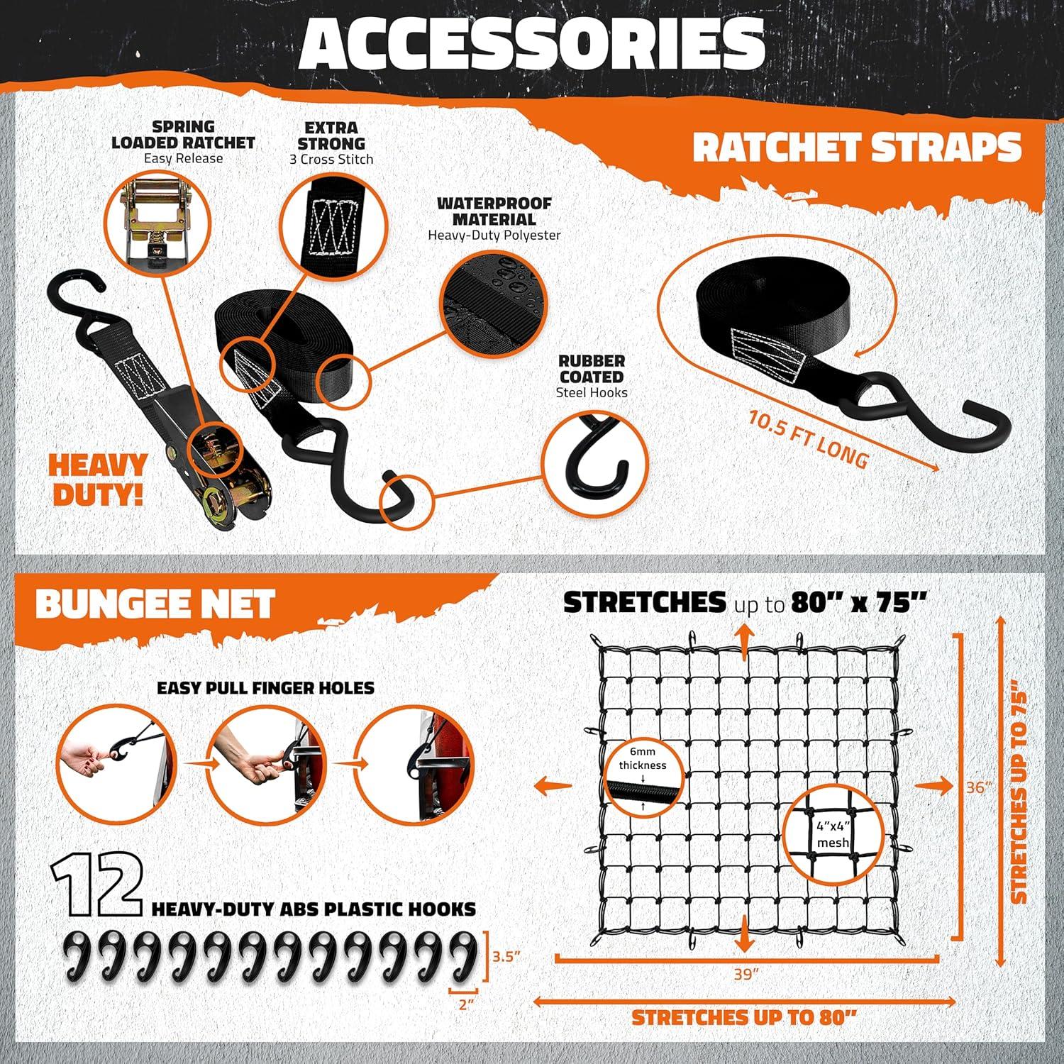 imageMockins XL 84quotx39quotx6quot Extendable Roof Rack Cargo Carrier ampamp 35 CuFt Waterproof Cargo Bag for Top of Car  3 Length Sizes 40quot63quot84quot Luggage Rack for SUV Car ampamp Truck with Roof Basket Accessories64L x 39W x 6H  20 CuFt Bag