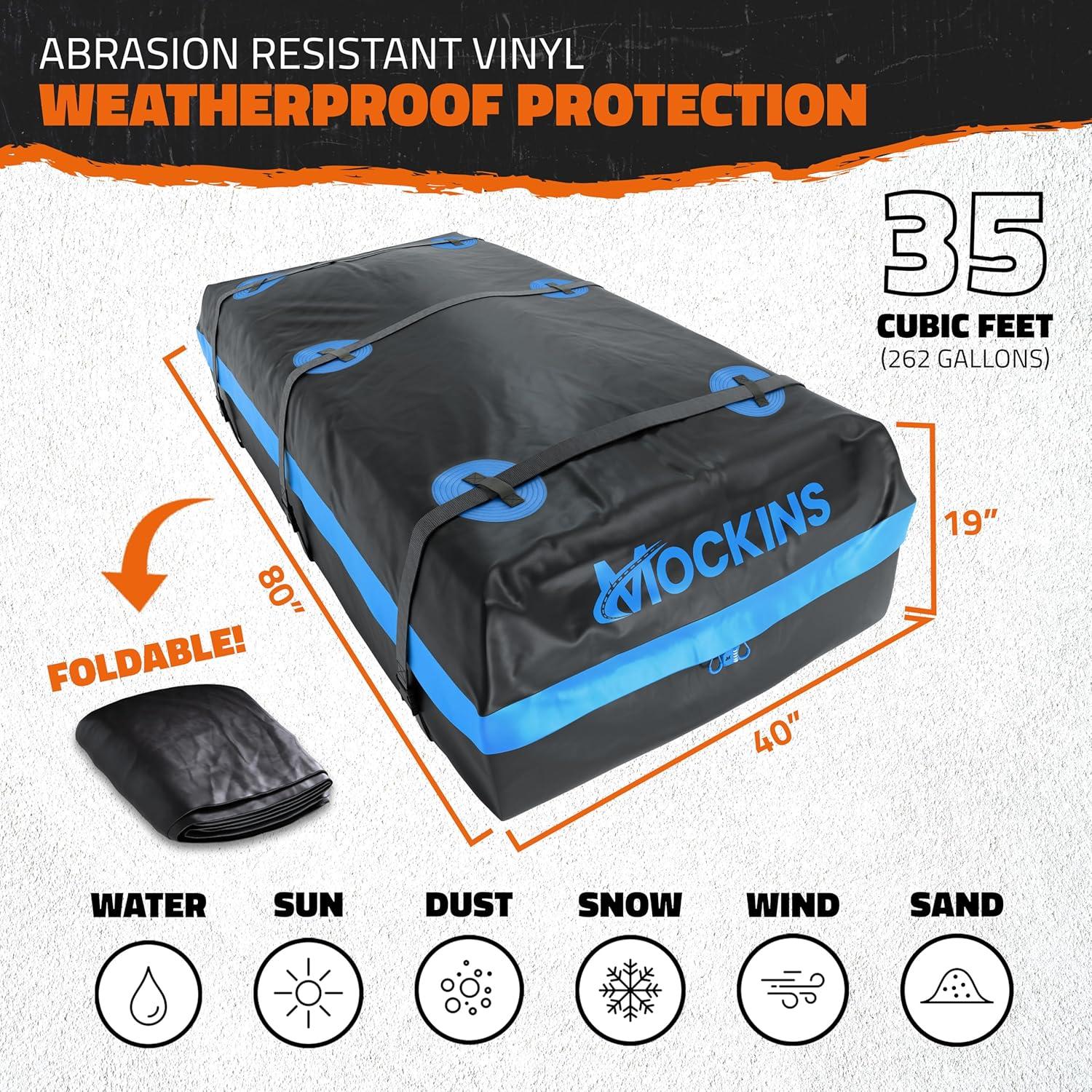 imageMockins XL 84quotx39quotx6quot Extendable Roof Rack Cargo Carrier ampamp 35 CuFt Waterproof Cargo Bag for Top of Car  3 Length Sizes 40quot63quot84quot Luggage Rack for SUV Car ampamp Truck with Roof Basket Accessories84L x 39W x 6H  35 CuFt Bag