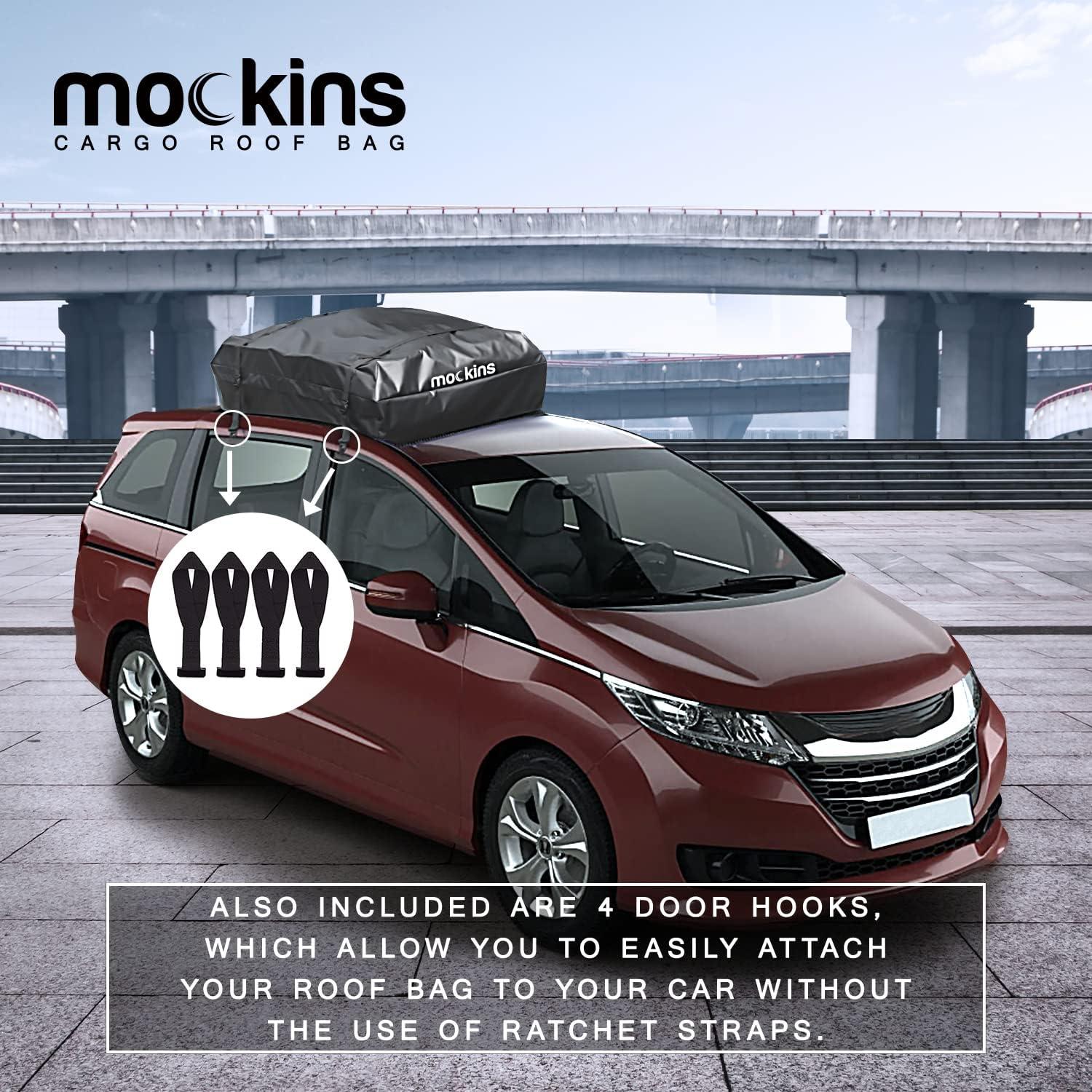 imageMockins XXL 50 CuFt Waterproof Rooftop Cargo Bag for Top of Car Storage  85quotx50quotx20quot AllWeather Soft Shell Vinyl Cargo Roof Bag  Car Top Carrier Without Roof Rack  Roof Rack Bag wAccessories25 Cubic Ft  60x43x17