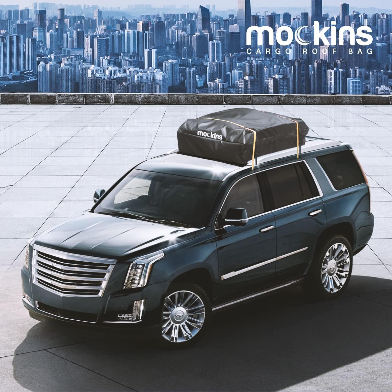 imageMockins XXL 50 CuFt Waterproof Rooftop Cargo Bag for Top of Car Storage  85quotx50quotx20quot AllWeather Soft Shell Vinyl Cargo Roof Bag  Car Top Carrier Without Roof Rack  Roof Rack Bag wAccessories25 Cubic Ft  60x43x17