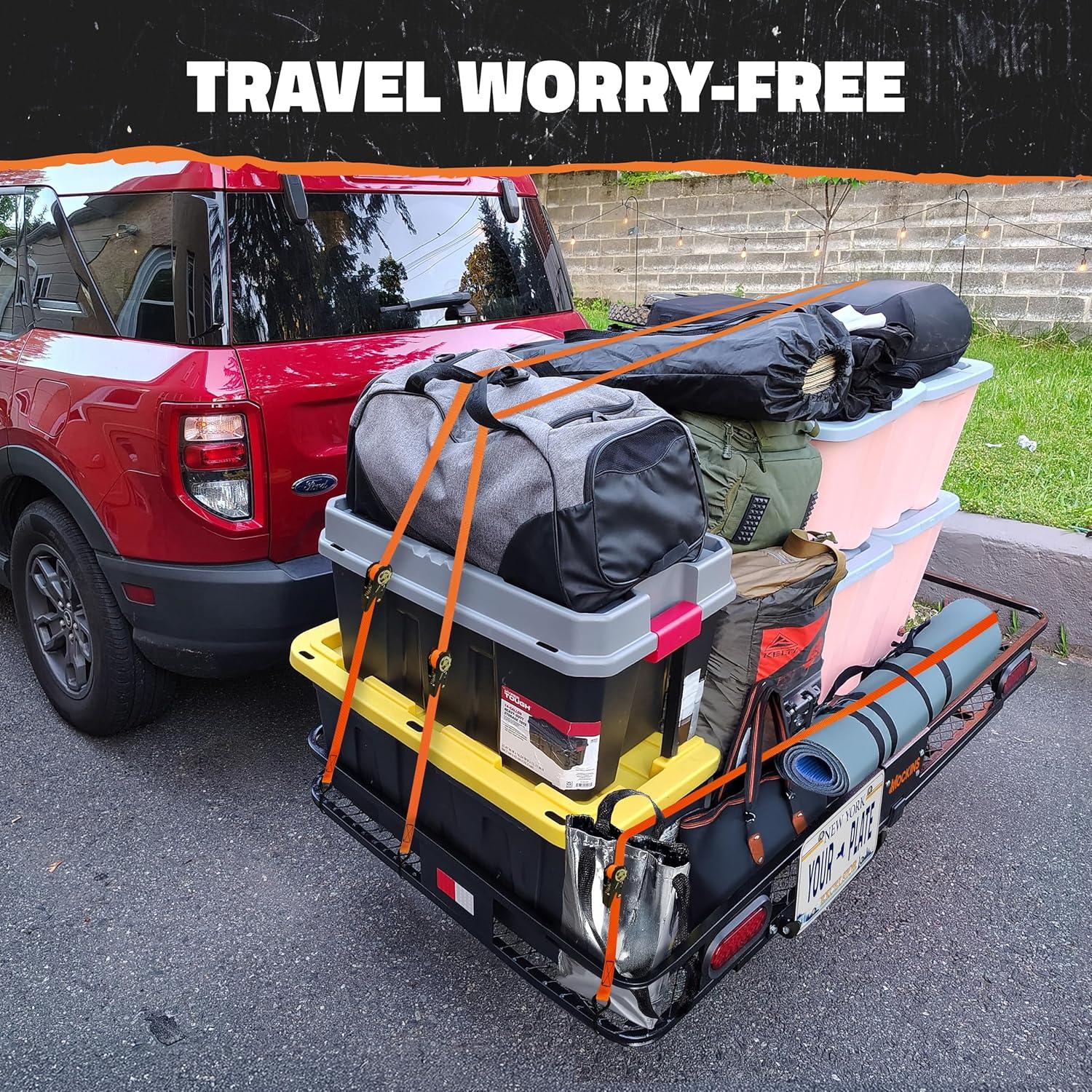 imageMockins XXL 72quotx36quotx6quot Folding Trailer Hitch Cargo Carrier wRear Lights ampamp License Plate Bracket  Weatherproof Steel Luggage Rack for SUV Car ampamp Truck  500Lbs Cap Cargo Hitch Carrier wAccessories72L X 36W X 6H  XXL