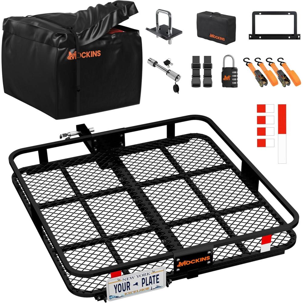 imageMockins 30 Cubic Ft Square Trailer Hitch Cargo Carrier Bag Waterproof ampamp All Weather  40quotx40quotx32quot 500D PVC Cargo Bag for Hitch Carrier  Spacious Truck Bed Waterproof Storage wBuckle Straps ampamp Lock40L X 40W X 6H Hitch Carrier  30 Cu Ft Bag