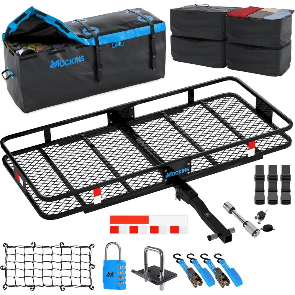 imageMockins 60quotx24quotx6quot Trailer Hitch Cargo Carrier w 30 CuFt Waterproof Cargo Bag for Hitch Carrier ampamp 6 Packing Cubes  Car Trailer Basket ampamp Vehicle Soft Shell Carriers for SUV Car ampamp Truck wAccessories60X20X6  16 CuFt Bag  Packing Cubes