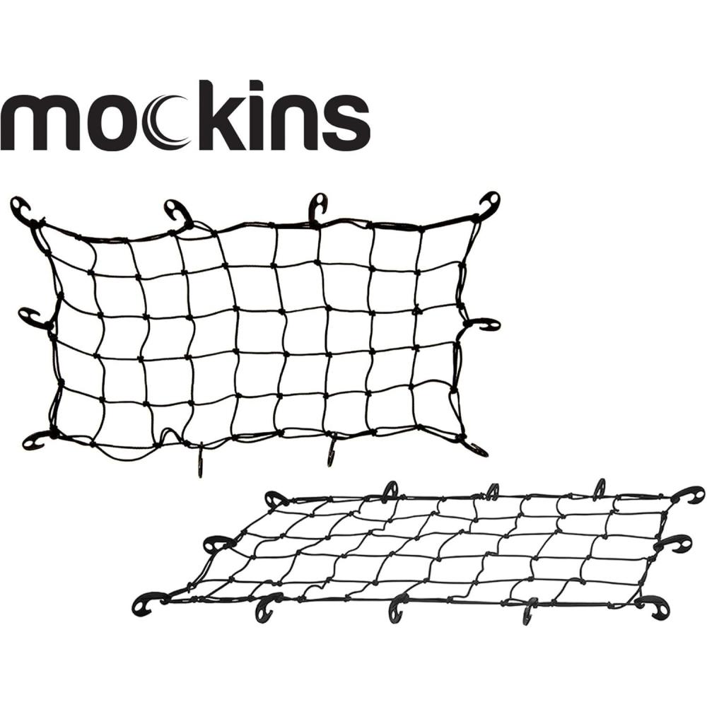 imageMockins Black Heavy Duty 208quot X 368quot Bungee Cargo Net Stretches to 45quot X 75quot The Cargo Carrier Net Comes with 10 Hooks and can be Used with Any Car or Van SUV and Truck