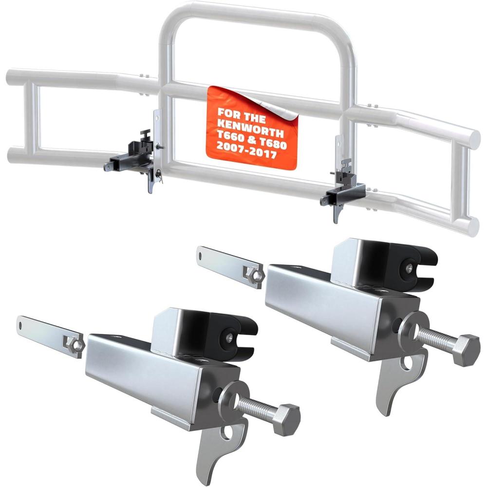 imageMockins Mack Pinnacle 20072014 Bumper Guard Mounting Bracket Set  HeavyDuty AllWeather Folding Front Bumper Bracket wHardware Included to Attach Deer Guard for Mack Pinnacle 0714 Semi TruckKenworth T660  T680  0717