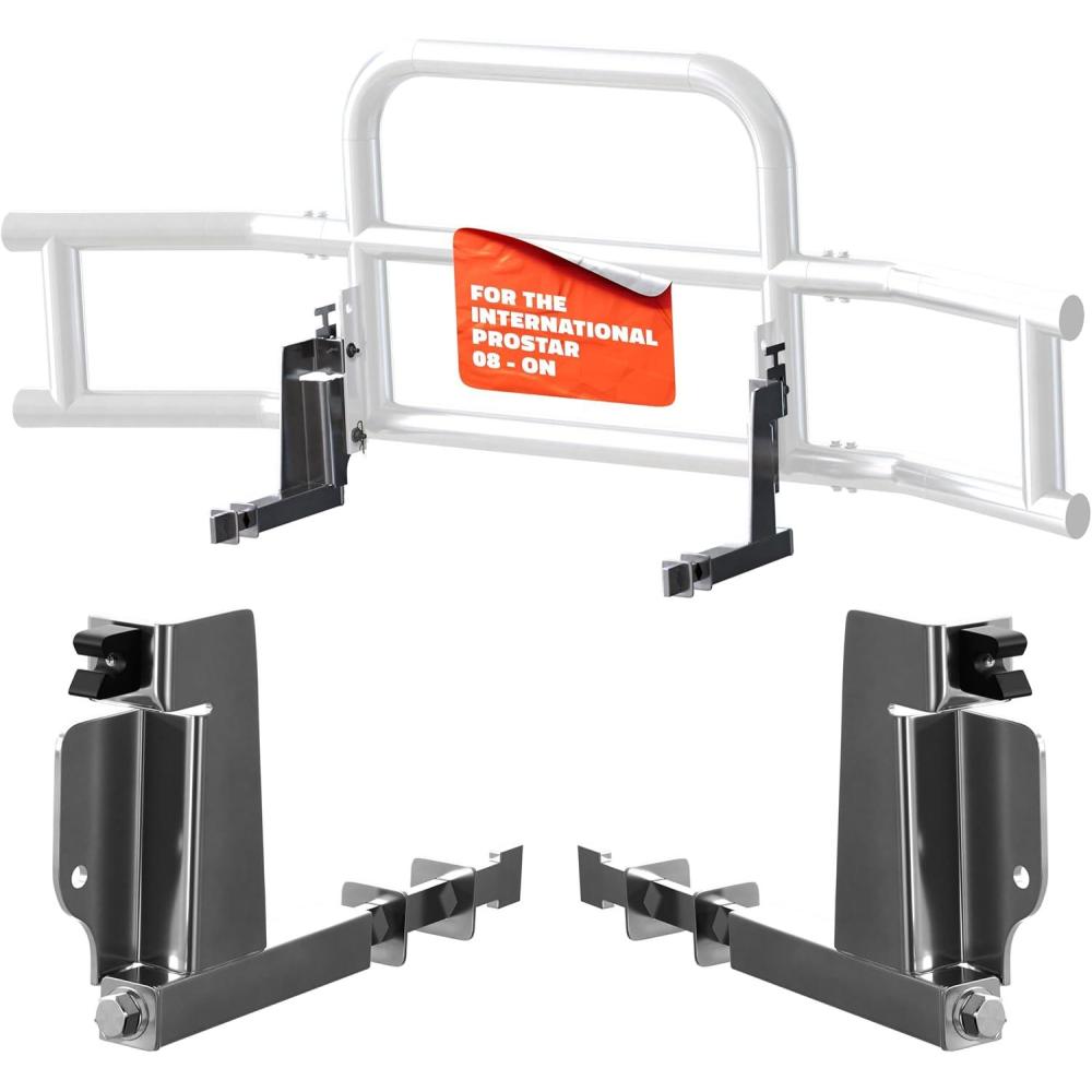 imageMockins Mack Pinnacle 20072014 Bumper Guard Mounting Bracket Set  HeavyDuty AllWeather Folding Front Bumper Bracket wHardware Included to Attach Deer Guard for Mack Pinnacle 0714 Semi TruckInternational Prostar 0825