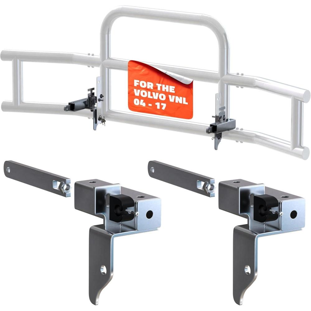 imageMockins Mack Pinnacle 20072014 Bumper Guard Mounting Bracket Set  HeavyDuty AllWeather Folding Front Bumper Bracket wHardware Included to Attach Deer Guard for Mack Pinnacle 0714 Semi TruckVolvo VNL 0417