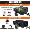 imageMockins 750 Lbs Cap Yard Wagon Heavy Duty UTV ATV Utility Trailer wRamp Attached Jack Stand ampamp 16quot Wheels  OffRoad 14 CuFt Steel Garden Dump Cart for Lawn Tractor Trailer ampamp More wCover ampamp Net