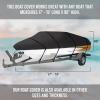 imageMockins Heavy Duty 600D Polyester Oxford Trailerable Boat Cover Fits VHull  TriHull  Fishing Boat  Runabout Boat  Bass Boat  Waterproof ampamp UV Resistant Boat CoverMedium  17  19 x 98