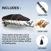 imageMockins Heavy Duty 600D Polyester Oxford Trailerable Boat Cover Fits VHull  TriHull  Fishing Boat  Runabout Boat  Bass Boat  Waterproof ampamp UV Resistant Boat CoverMedium  17  19 x 98