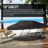 imageMockins Heavy Duty 600D Polyester Oxford Trailerable Boat Cover Fits VHull  TriHull  Fishing Boat  Runabout Boat  Bass Boat  Waterproof ampamp UV Resistant Boat CoverMedium  17  19 x 98