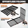 imageMockins XL 60quotx30quotx5quot Folding Hitch Cargo Carrier with Ramp  Heavy Duty Trailer Hitch Basket Cargo Carrier with Portable Wheelchair Ramp  500 Lbs Cap Weatherproof Steel Scooter Rack ampamp AccessoriesX Large  60 x 30 x 5