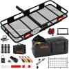 imageMockins 60quotx20quotx6quot Folding Trailer Hitch Cargo Carrier wRear Lights ampamp 16 Cubic Ft Black Cargo Carrier Bag Bundle