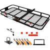 imageMockins 70quotx30quotx6quot XXL Folding Trailer Hitch Cargo Carrier 500Lbs Capacity AllWeather Luggage Rack for SUV ampamp Car Cargo Racks for Trailer Hitch wStabilizer ampamp Straps Cargo Basket Fits 2quot Receiver