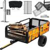 imageMockins 750 Lbs Cap Yard Wagon Heavy Duty UTV ATV Utility Trailer wRamp Attached Jack Stand ampamp 16quot Wheels  OffRoad 14 CuFt Steel Garden Dump Cart for Lawn Tractor Trailer ampamp More wCover ampamp Net