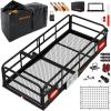 imageMockins XL 66quotx30quotx14quot High Rail Folding Hitch Cargo Carrier w 45 CuFt Trailer Hitch Cargo Carrier Bag  500Lbs Cap Luggage Rack for SUV Car ampamp Truck wRear Signal Lights License Plate Holder ampamp More
