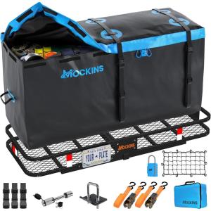 image60quotx24quotx6quot Folding Tow Hitch Cargo Carrier ampamp 25 Cubic Ft Waterproof Cargo Bag for Hitch Carrier Bundle