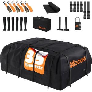 imageMockins 35 CuFt Black Waterproof Rooftop Cargo Carrier Bag  60quotx42quotx24quot Car Roof Bag for Use with or wo Roof Rack  Car Topper Luggage Carrier Waterproof Storage Set wMat Straps Hooks ampamp More
