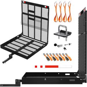 imageMockins 40quotx40quotx4quot Square Heavy Duty Trailer Hitch Cargo Carrier with Ramp  500 Lbs Cap Weatherproof Steel Scooter Rack for Car SUV Truck Van RV  Wheelchair Carrier for Car Hitch wAccessories