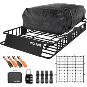 imageMockins 60quotx20quotx6quot Heavy Duty Trailer Hitch Cargo Carrier wLicense Plate Holder ampamp 16 CuFt Waterproof Cargo Bag for Hitch Carrier  AllWeather 500 Lbs Cap Folding Luggage Rack for SUV Car ampamp Truck64L x 39W x 6H  16 CuFt Bag