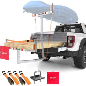 imageMockins 750Lbs Cap Truck Bed Extender Hitch Mount 2in1 AllWeather Steel Trailer Hitch Extender w Stabilizer ampamp Straps Bed Extenders for Trucks ampamp SUVs for Ladder Canoe Pipes Lumber ampamp Kayak RackGray